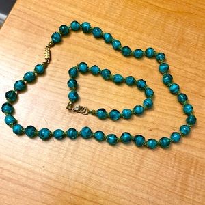 Venetian Murano Glass Necklace and Bracelet Set